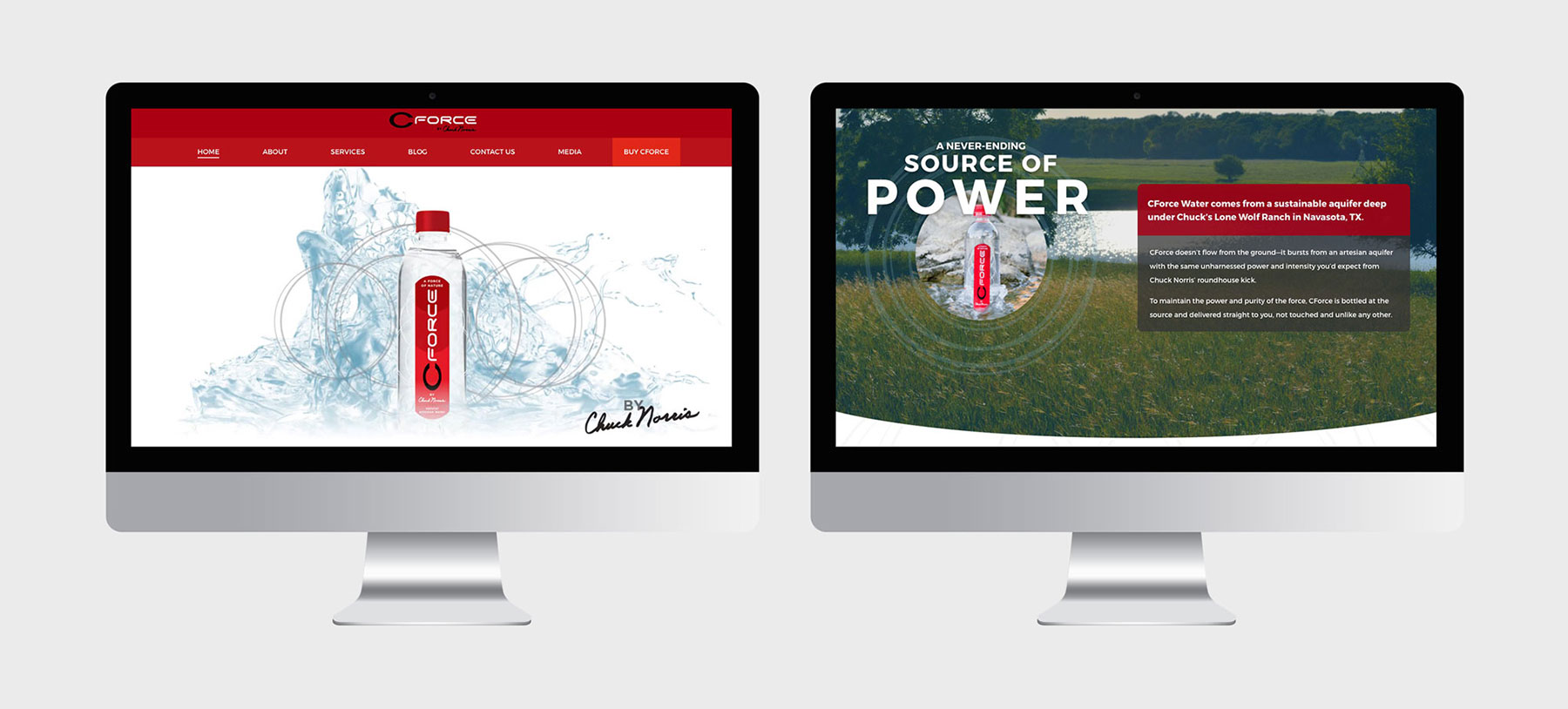 CForce iMac mockup showing new website design work