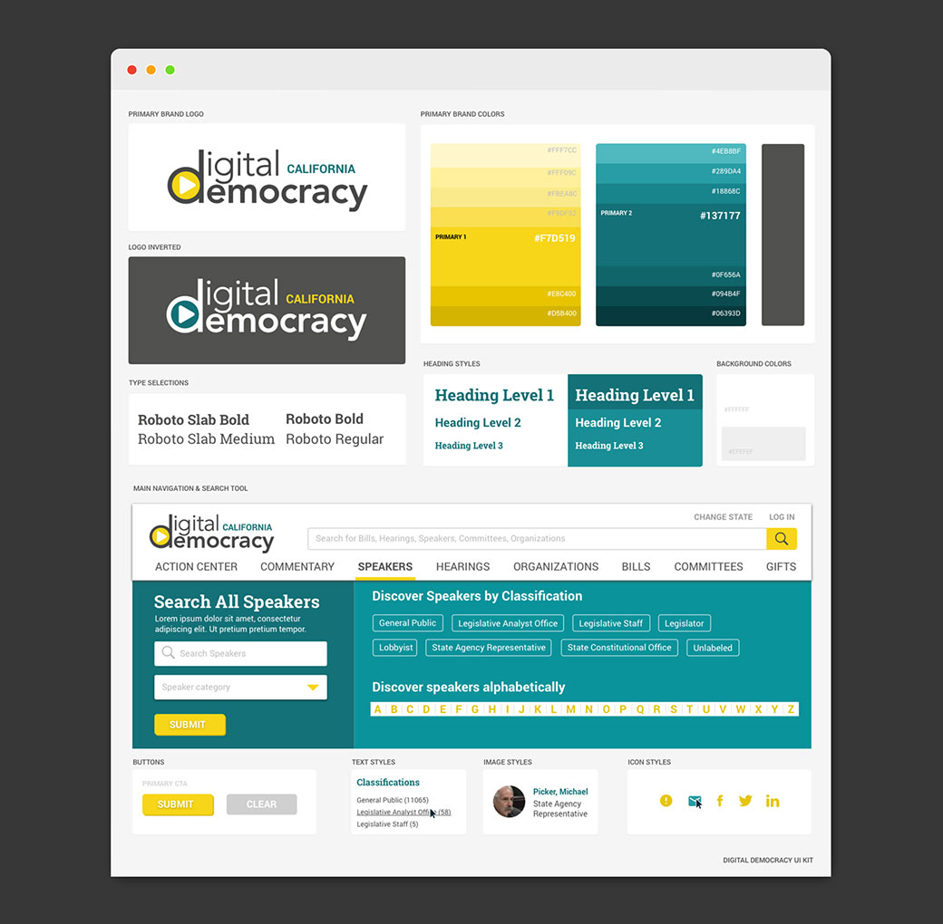 Digital Democracy brand style guide ui kit