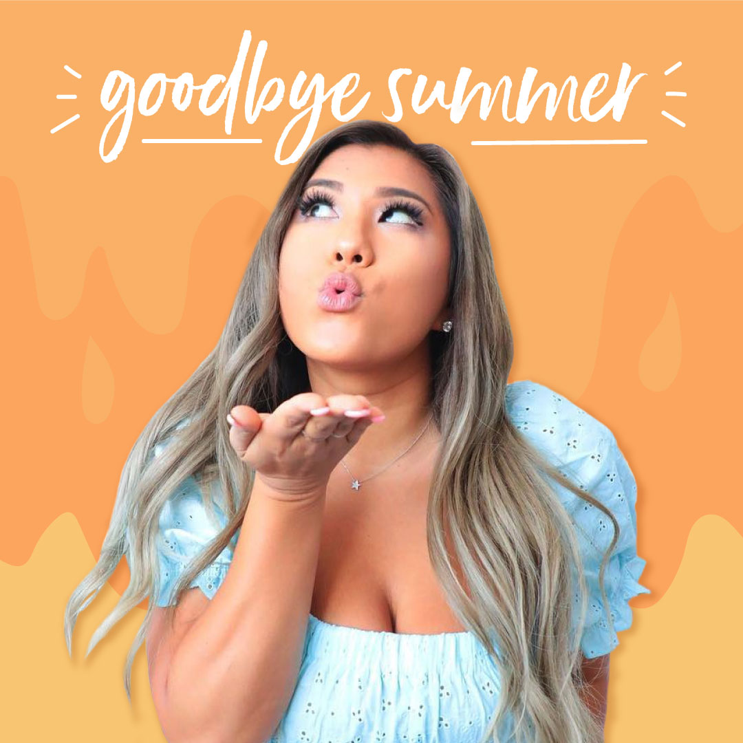 Remi blowing a kiss on an orange background