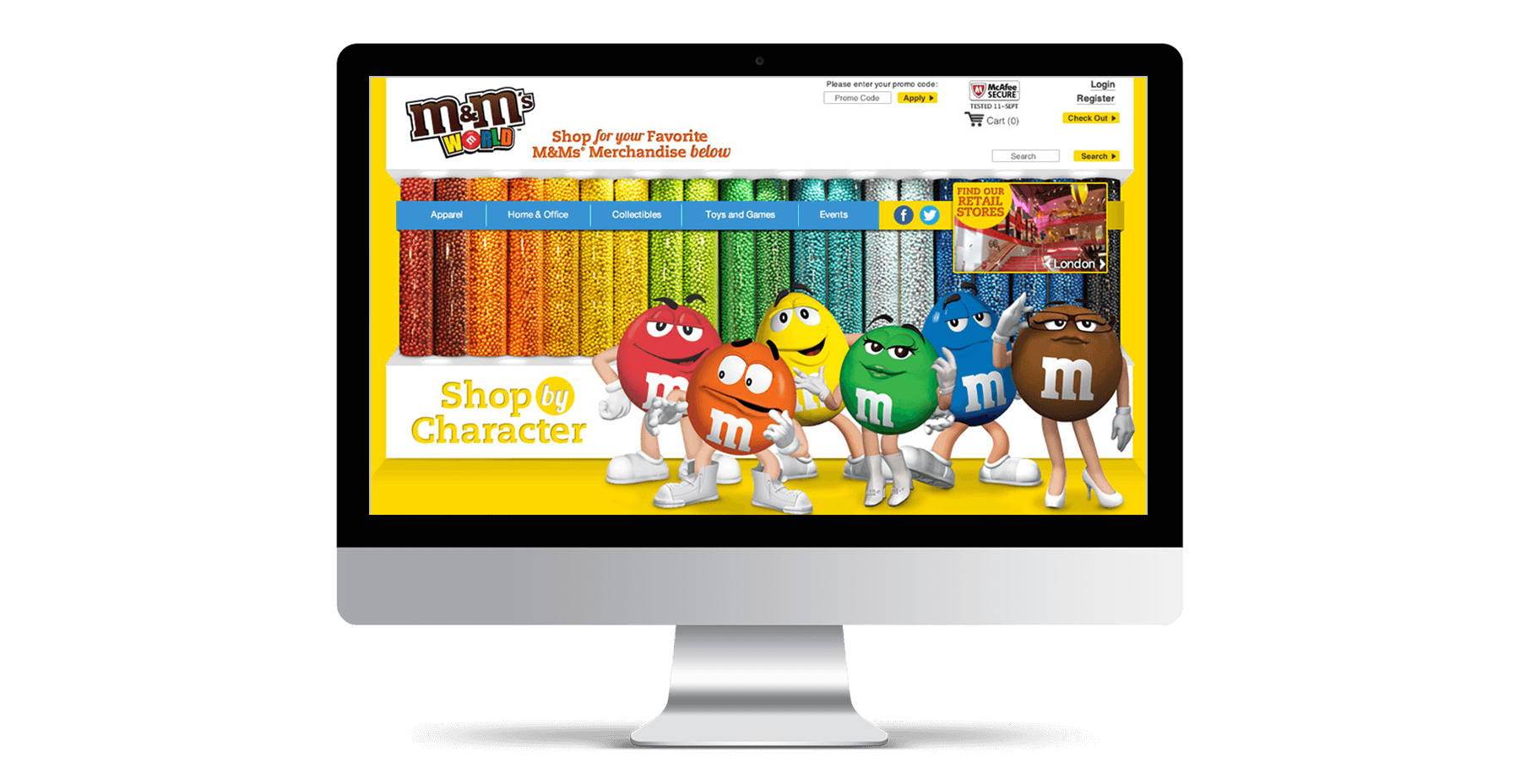 M&M's World iMac website mockup