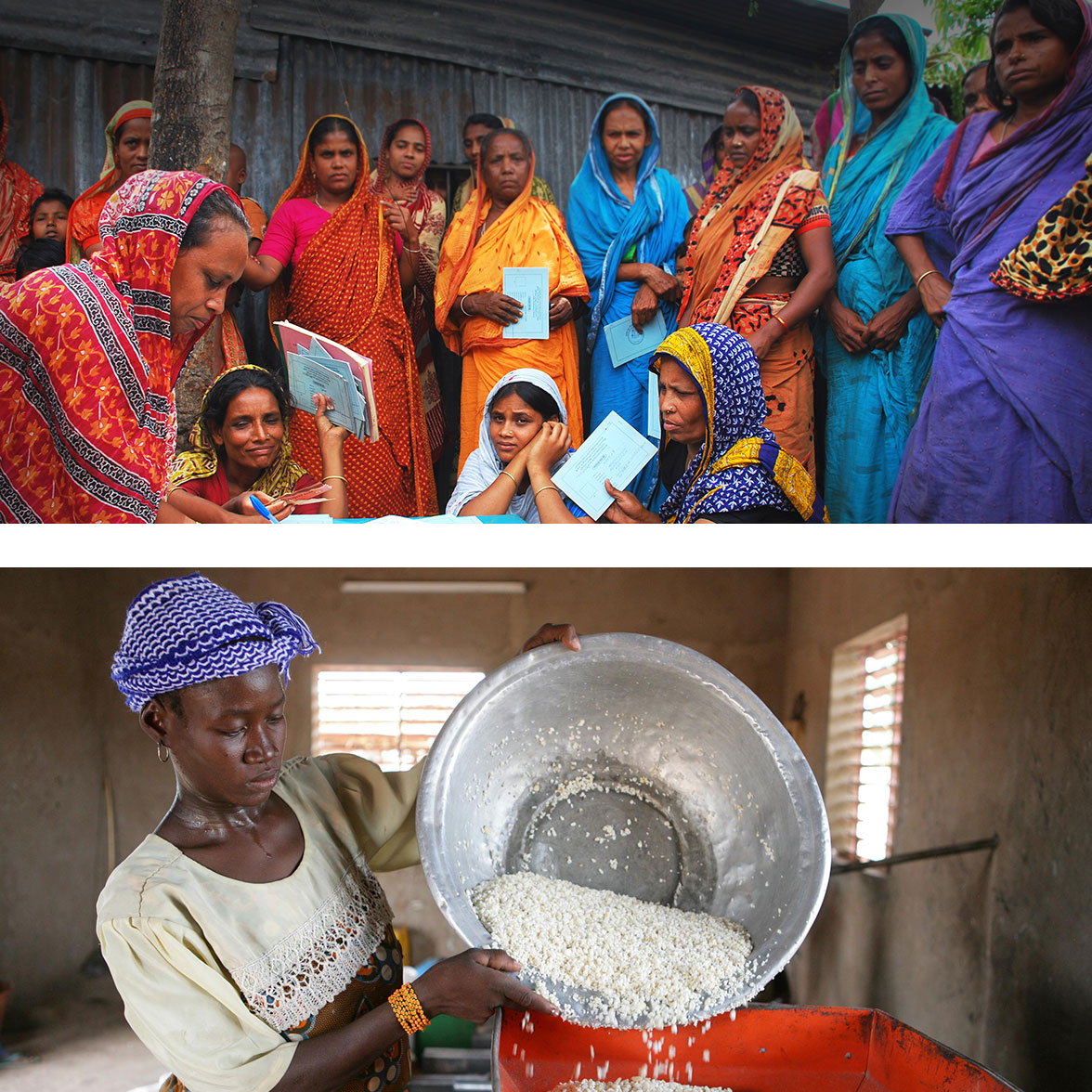 Images of women learning and cooking