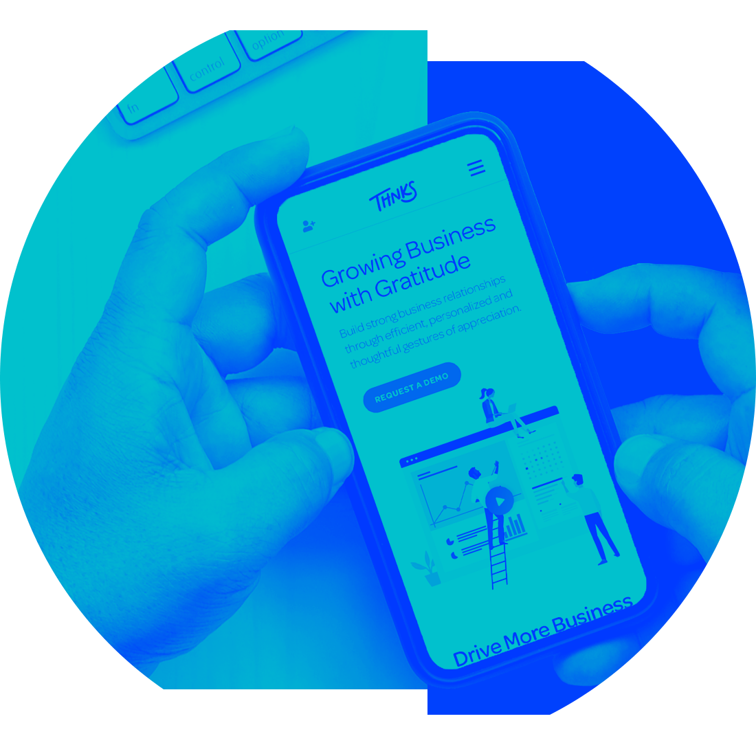 Thnks case study mobile website mockup