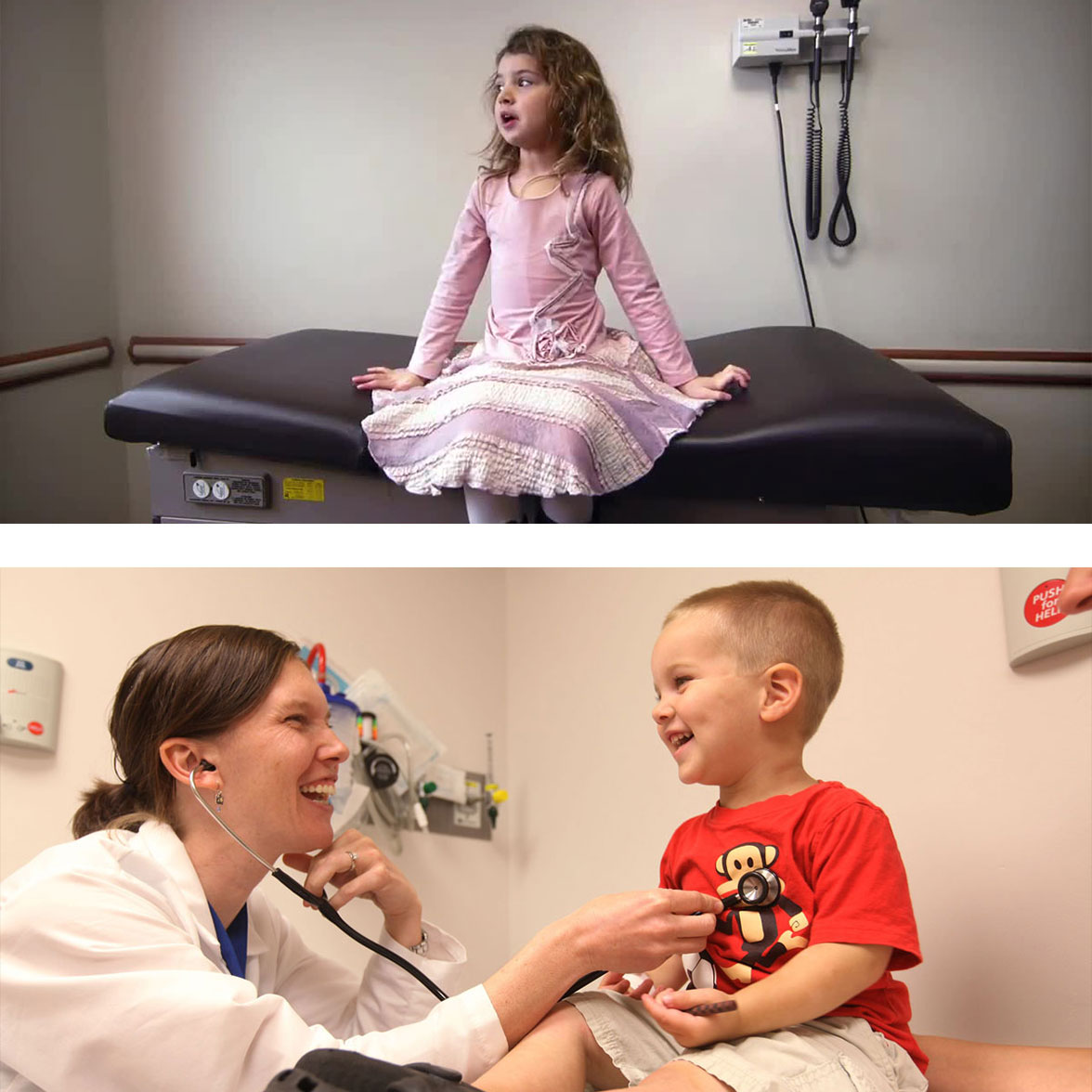 Children getting treated by a doctor