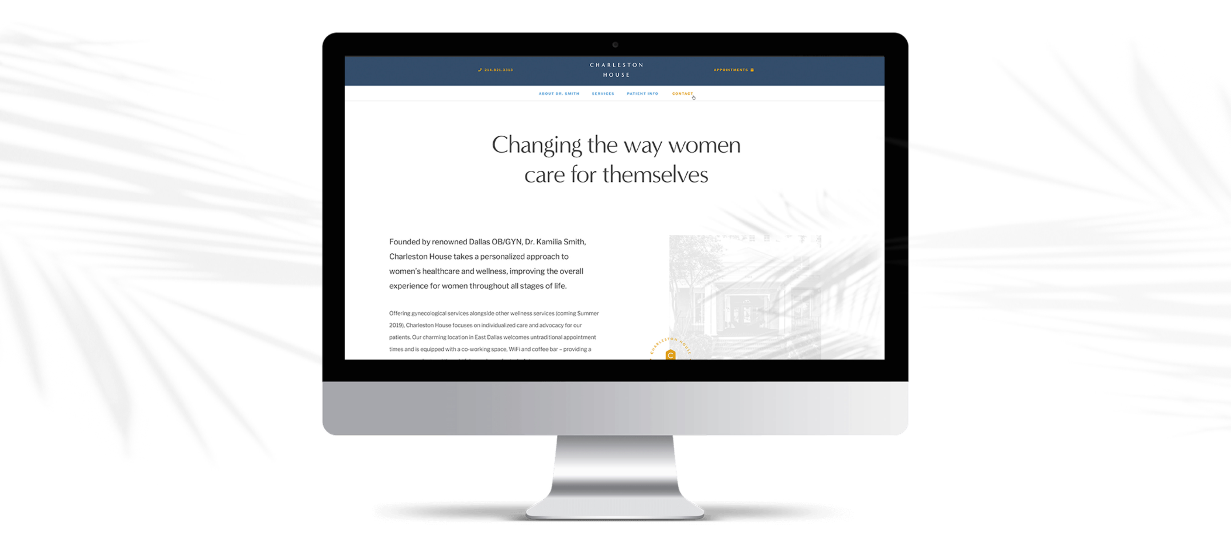 charleston house website mockup on a mac