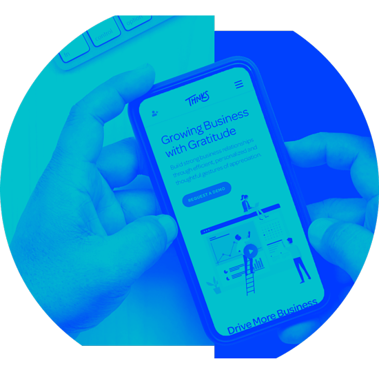 Matchfire's brand design capabilities come to life with Thnks in this close-up shot of their mobile friendly website