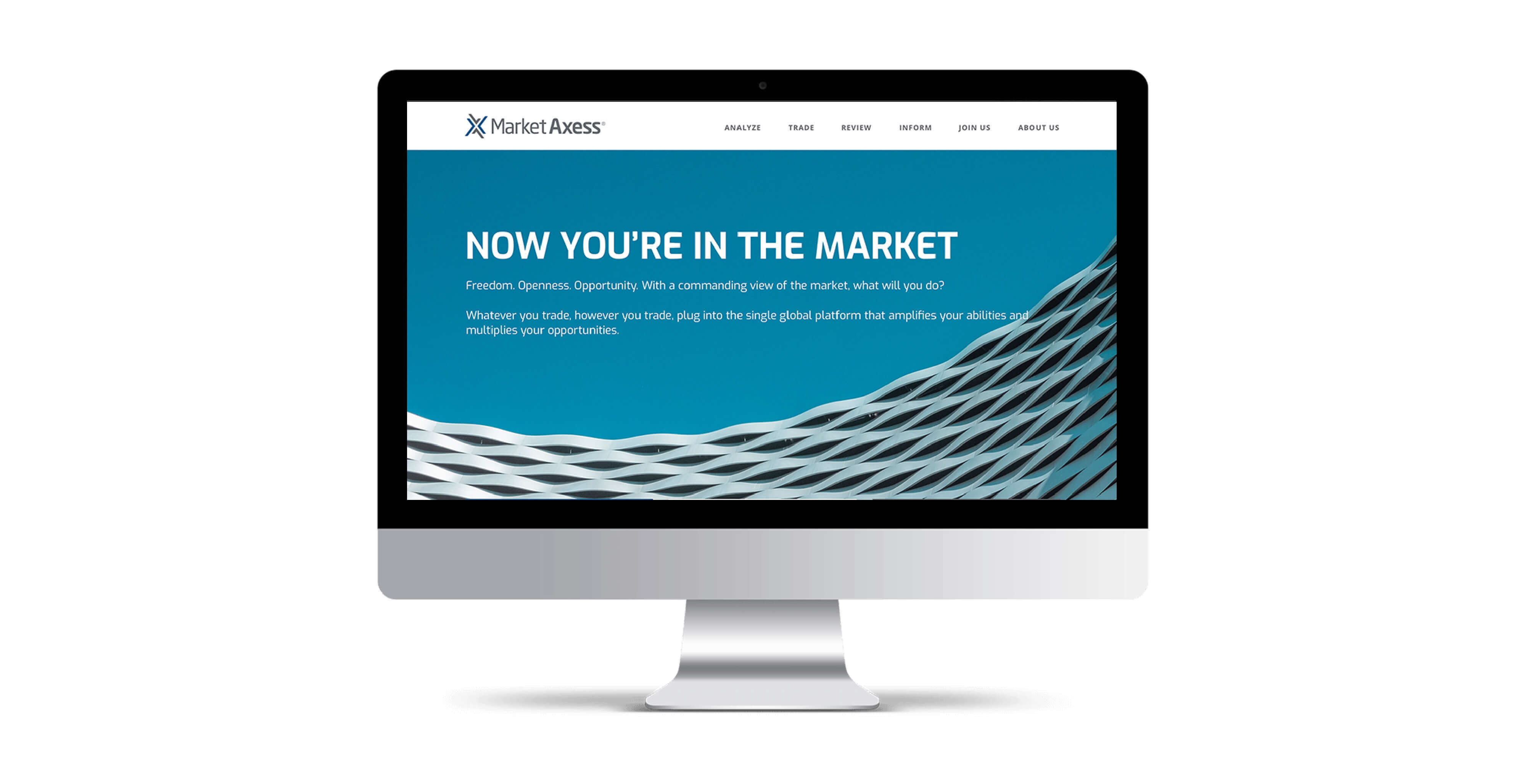 Website comp of MarketAxess on an iMac